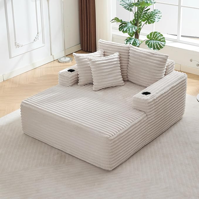 GarveeHome 64in Oversized Corduroy Fabric Bone-Free Sofa Bed Cloud Sofa
