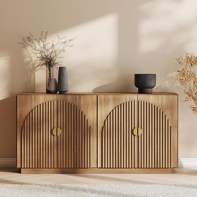BELLEZE 65 Inch Fluted Buffet Cabinet