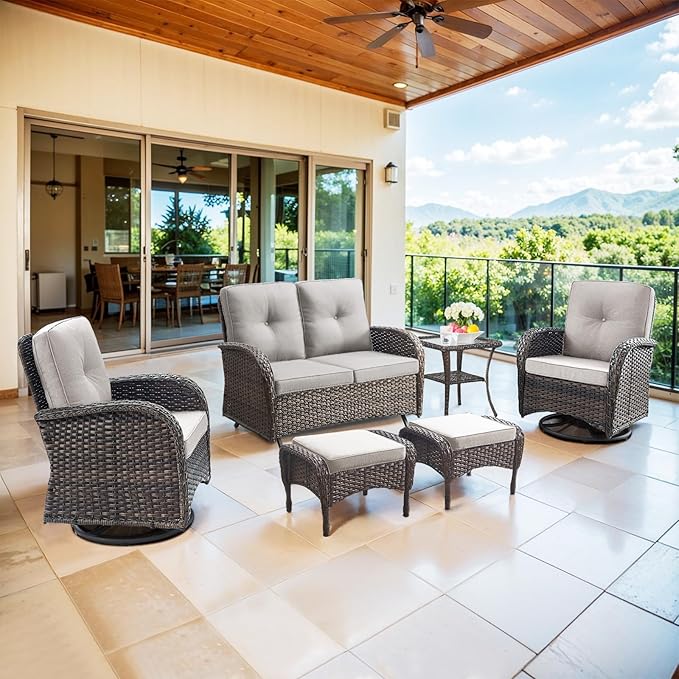 Belord 6 Pieces Wicker Patio Conversation Sets