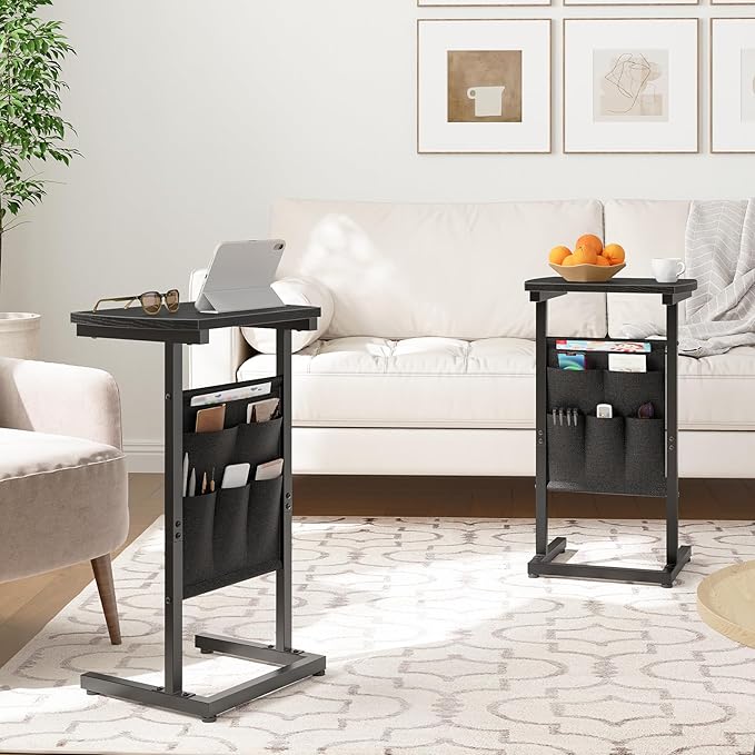 HOOBRO C Shaped End Table, 28.3" Side Table