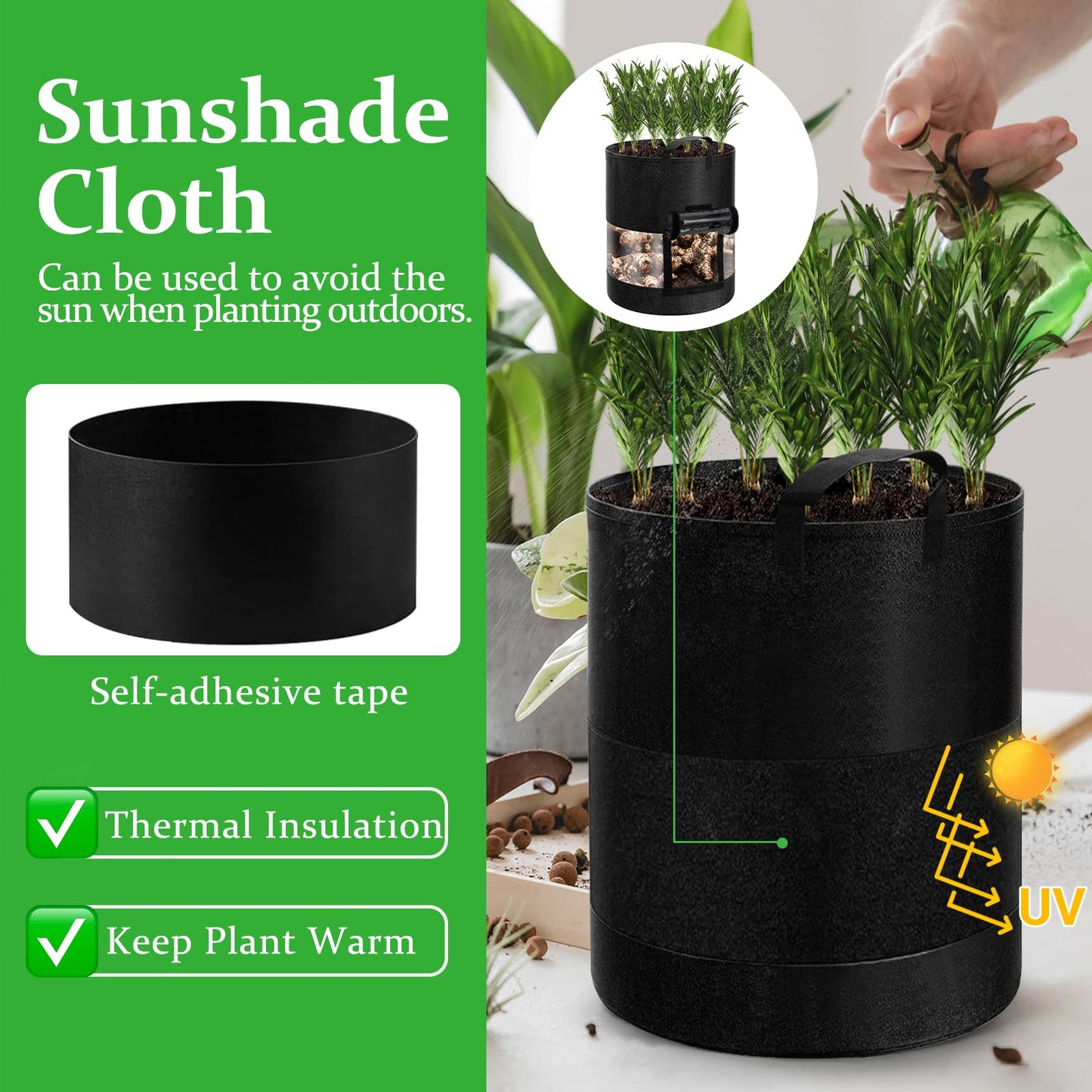 3 Pack 10 Gallon 360°Visible Potato Grow Bags,Heavy Duty Thickened Nonwoven Fabric Planter Bags with 2 Clear Harvest Windows&Removable Shading Cover,Reinforced Handles,Vegetable Grow Bags with Labels