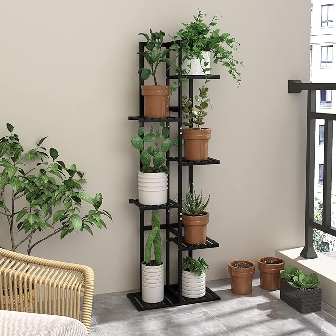 Laiensia Bamboo Plant Stand Rack 6 Tier, Indoor&Outdoor Planter Display Shelves