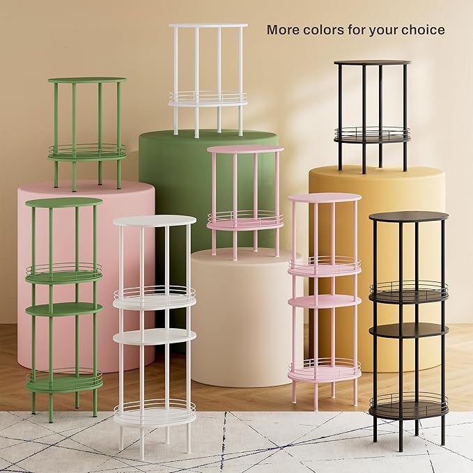 Pink Side Table Set of 2, Small Modern Round Side Table