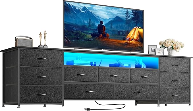 Huuger 78.7 Inch TV Stand for 75, 80 Inch TV, 11 Drawer Long Dresser