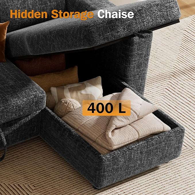 Sunny Heart 82" L Shaped Sectional Sleeper Sofa Bed