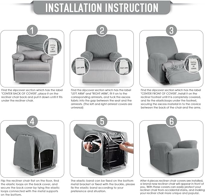 TAOCOCO Recliner Cover 4-Pieces, Recliner Stretch Sofa Slipcover, Recliner