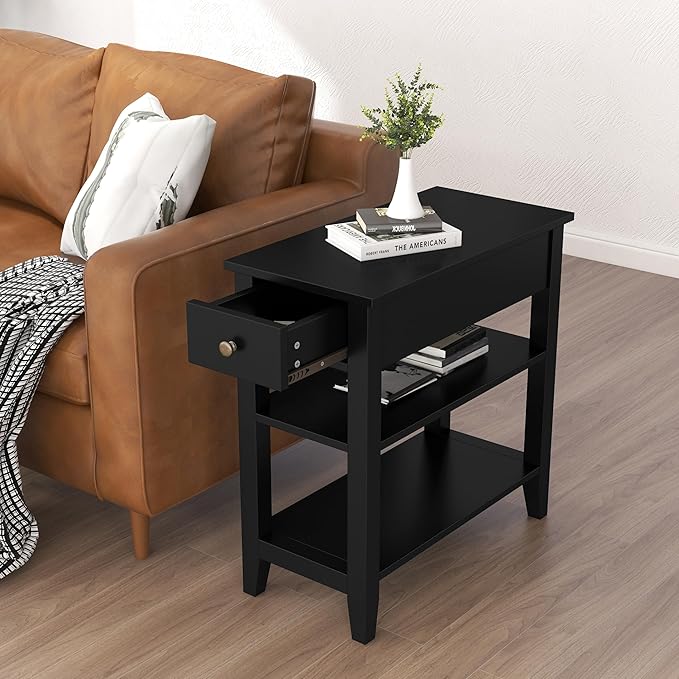 ChooChoo Side Table Living Room Set of 2, Narrow End Table