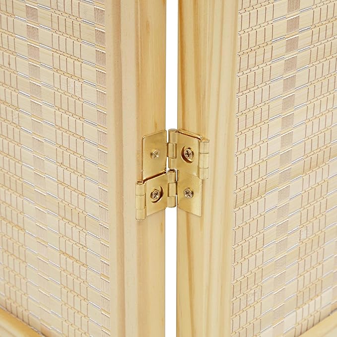 Roundhill Furniture Inkwell 4-Panel Bamboo Room Divider, Folding Portable