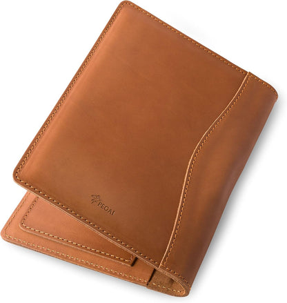 PEGAI Junior Legal Pad Folder Organizer | Portfolio Binder, Resume Interview Document Organizer Folio | Personalized Leather Binder Padfolio with Business Card Organizer | Eriksen (Cognac)