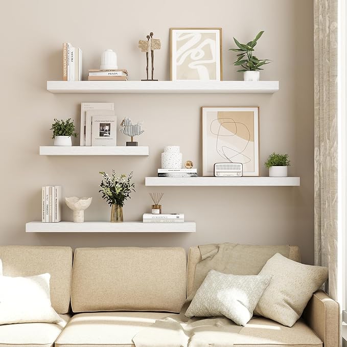 Dreamland White Floating Shelves 36 Inch Long, 8 Inch Deep Floating Shelves