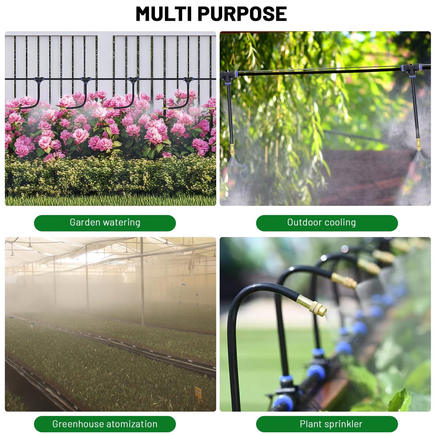Thiswing 360° Adjustable Drip Irrigation System - 20 FT Garden Watering System with 5 Nozzles, Raised Bed Sprinkler System, Garden Mister for Yard, Lawn, Plants, 5/16" Tubing