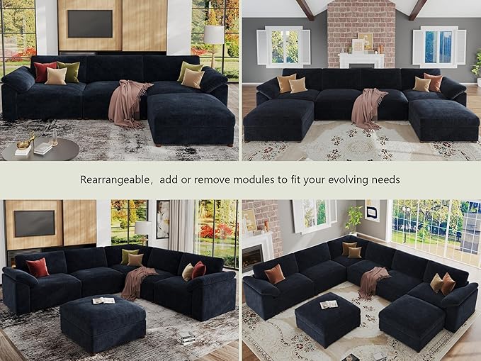 EASE MOOSE Chenille Sectional Modular Sofa, Removable Cover