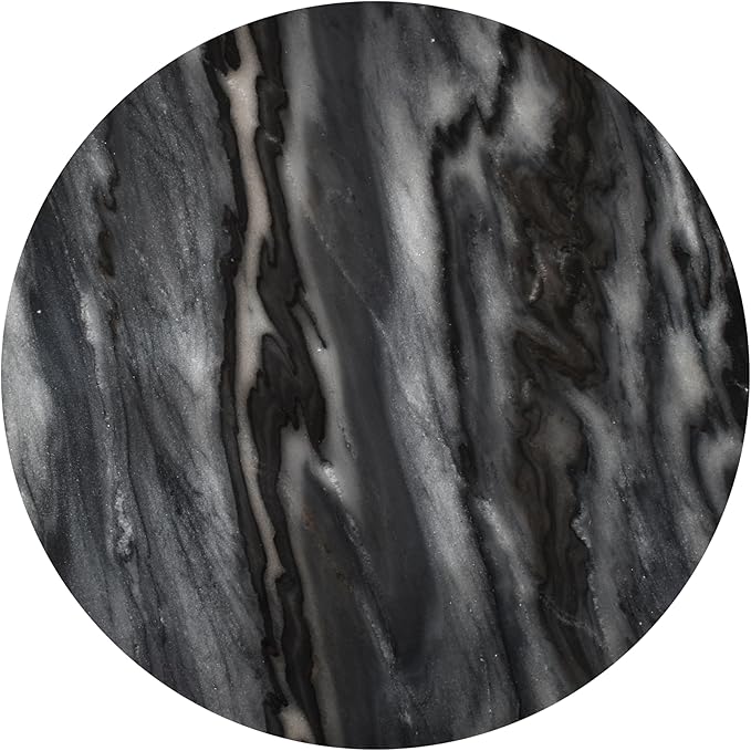 JONATHAN Y Javier Solid Black/Gray Marble End Table, 17.75" Round Modern Accent