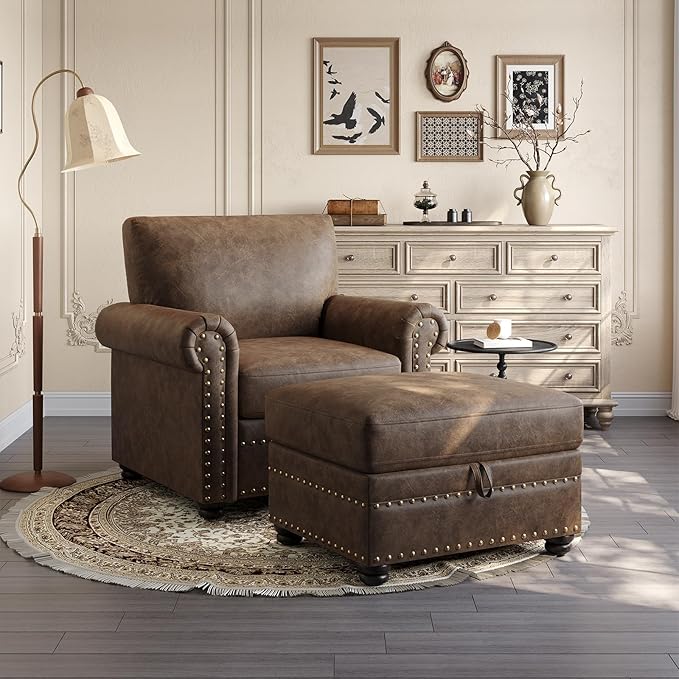 ONBRILL Faux Leather Ottoman