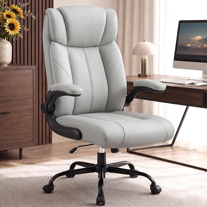 Office Chair, Leather Ergonomic Computer Desk Chair
