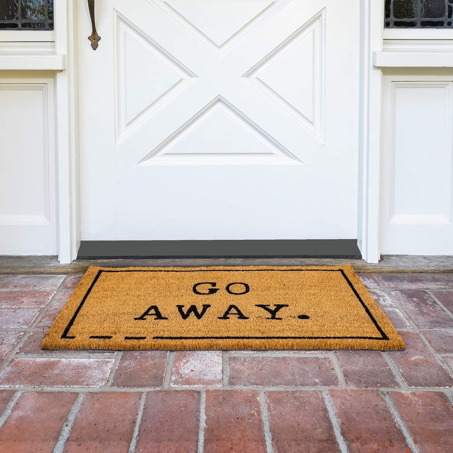 Juvale Go Away Doormat Funny Welcome Mat - 17 x 30 in, Natural Coir - Outdoor Welcome Mat & Doormat Outdoor Entrance