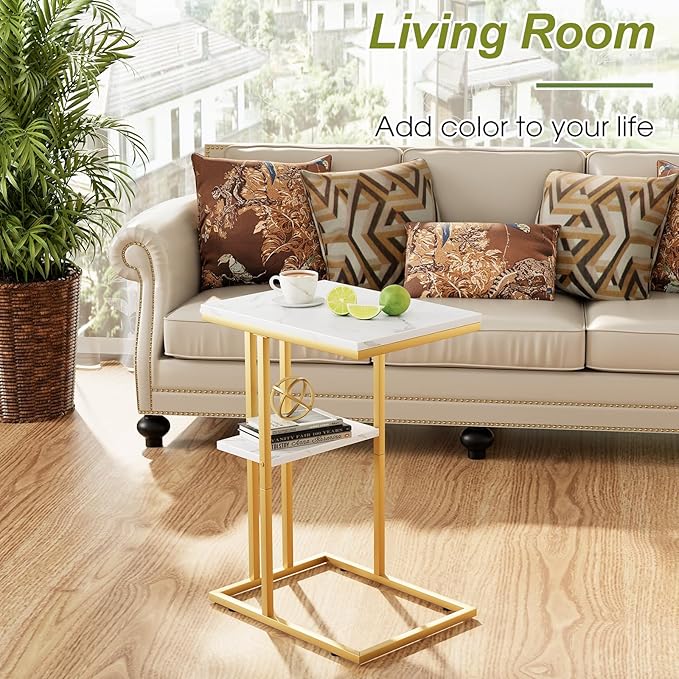 C Shaped End Side Table, Couch Sofa Table