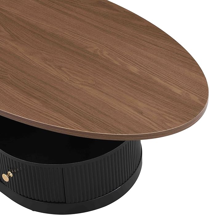Modern Oval Coffee Table Set of 2, Wood Living Room Accent Coffee Table and