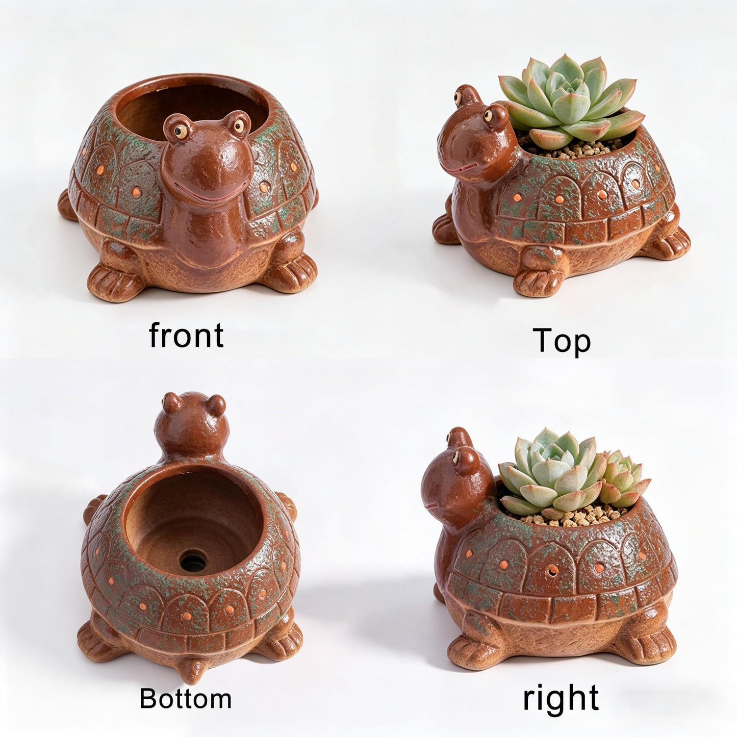 Cute Turtle Planter Succulent Pots, Small Succulent Planters with Drainage Hole, Turtle Plant Pots for Home Office Desktop, Turtle Flower Pot for Indoor Outdoor Decorations, Turtle Gifts for Women