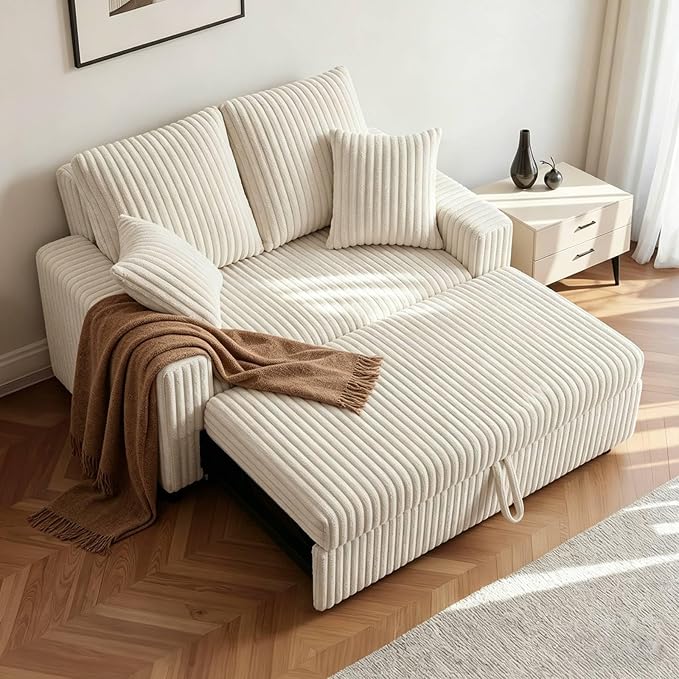3 in 1 Convertible Sofa Bed，52.8" Pull Out Couch