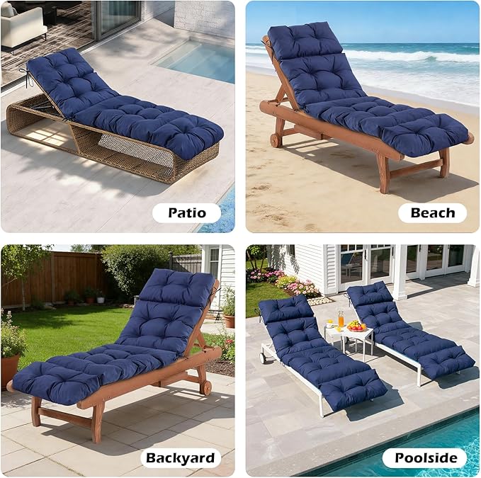 Chaise Lounge Cushions Outdoor, Waterproof & Fade Resistant Patio Lounge Chair