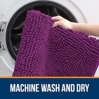 OLANLY Toilet Rugs U-Shaped 24x24, Extra Soft Absorbent Chenille Contour Bathroom Rugs for Toilet, Dry Quickly, Machine Washable, Non-Slip Bath Mat, Purple
