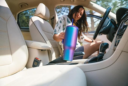 IRON °FLASK Co-Pilot Insulated Mug w/Straw & Flip Cap Lids - Cup Holder Bottle for Hot, Cold Drink - Leak-Proof - Water, Coffee Portable Travel Mug - Dark Pine, 32 Oz