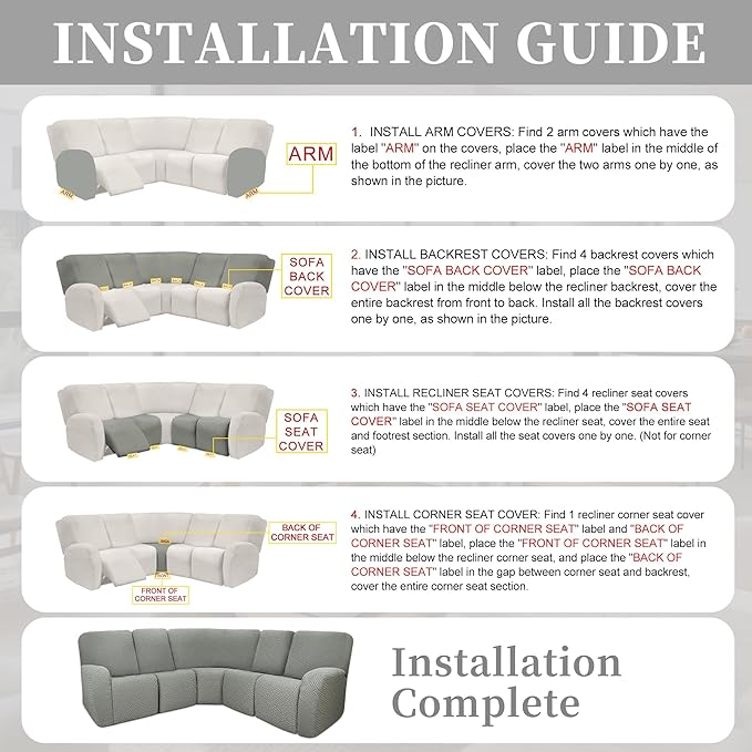 100% Waterproof Sectional Recliner Couch Covers