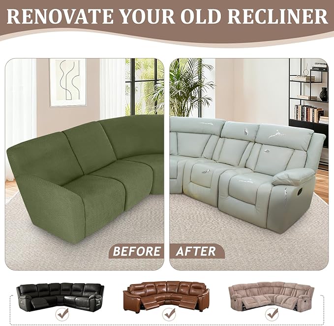 ALIECOM 100% Waterproof Recliner Sectional Couch Covers L Shape Stretch Corner