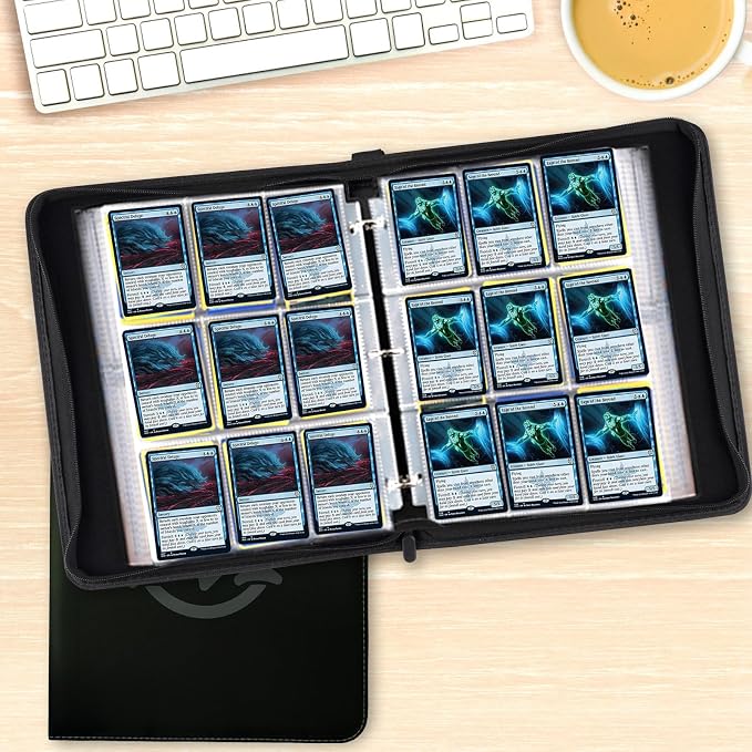 Trading Card Binder,9-Pocket Premium Collector Card Binder Holds 720 Cards,Standard Cards Collection Album Folder for MTG,TCG,Yugioh(Black 2)