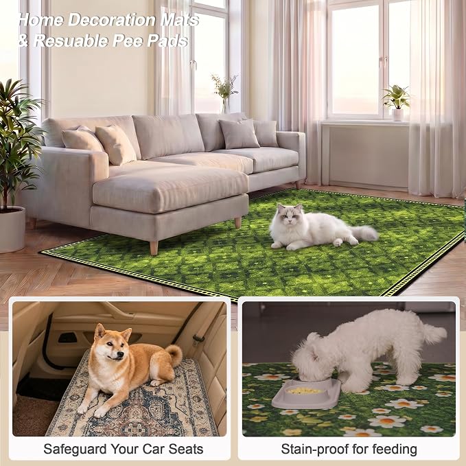 Washable Pee Pads for Dogs, Reusable Puppy Potty Training Pads, Ultra-Absorbent Thick Waterproof Leak-Proof Non-Slip Pads & Mat for Crate, Playpen, Floor, Whelping & Housebreaking , 2 Pack 48"x48"