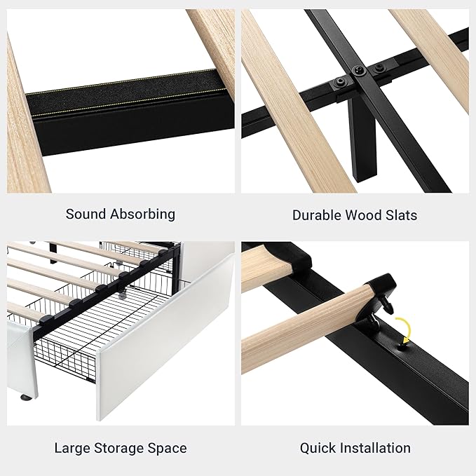 Allewie King Size Platform Bed Frame