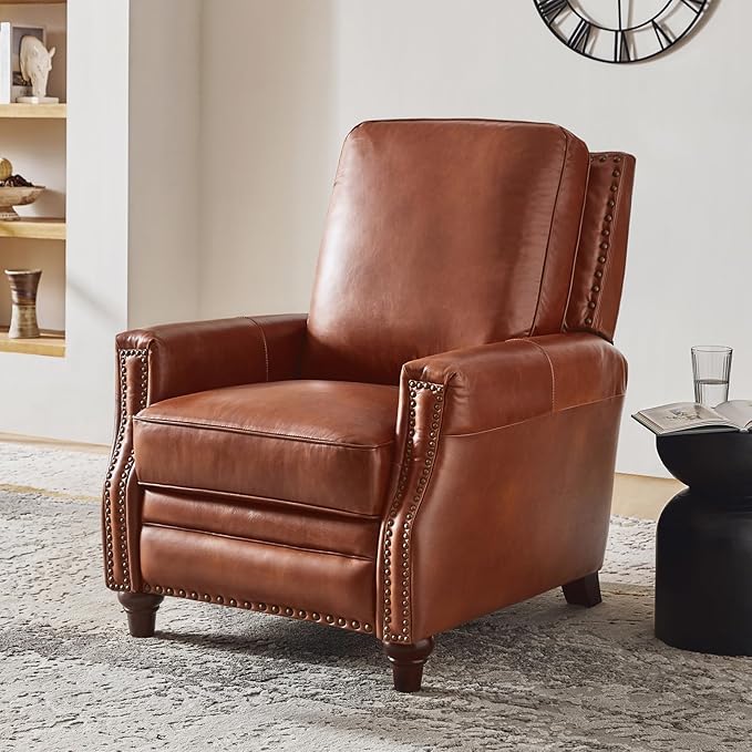 HULALA HOME Genuine Leather Manual Recliner Chairs Set of 2