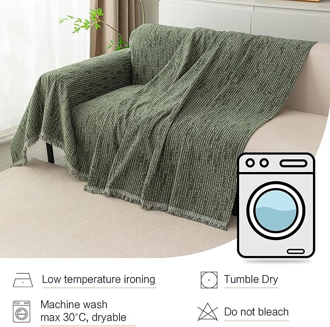MYSKY HOME Boho Couch Cover Moss Green Sofa Covers