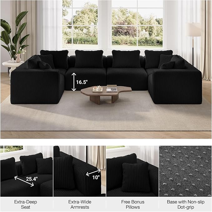 Novilla 141" Modular Sectional Sofa, Modern Cloud Sectional Couch