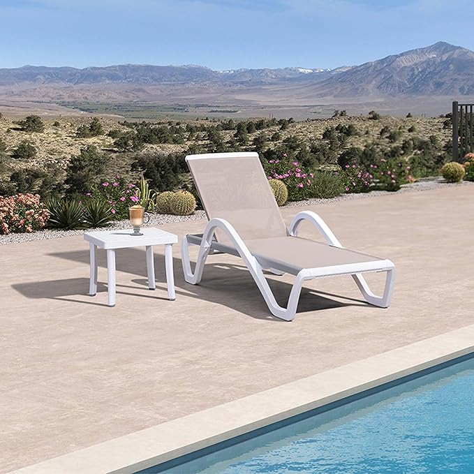 PURPLE LEAF Patio Chaise Lounge Chair Set Outside Aluminum Plastic Stackable