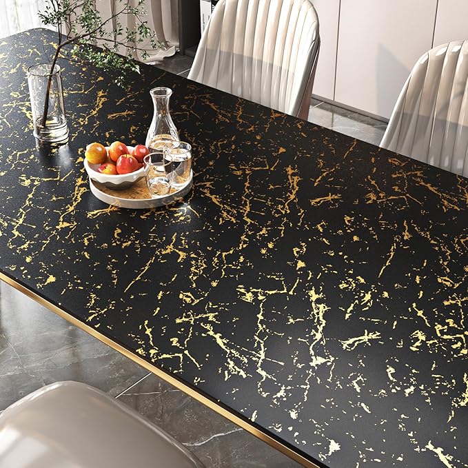 FunStick Thick Black and Gold Marble Contact Paper