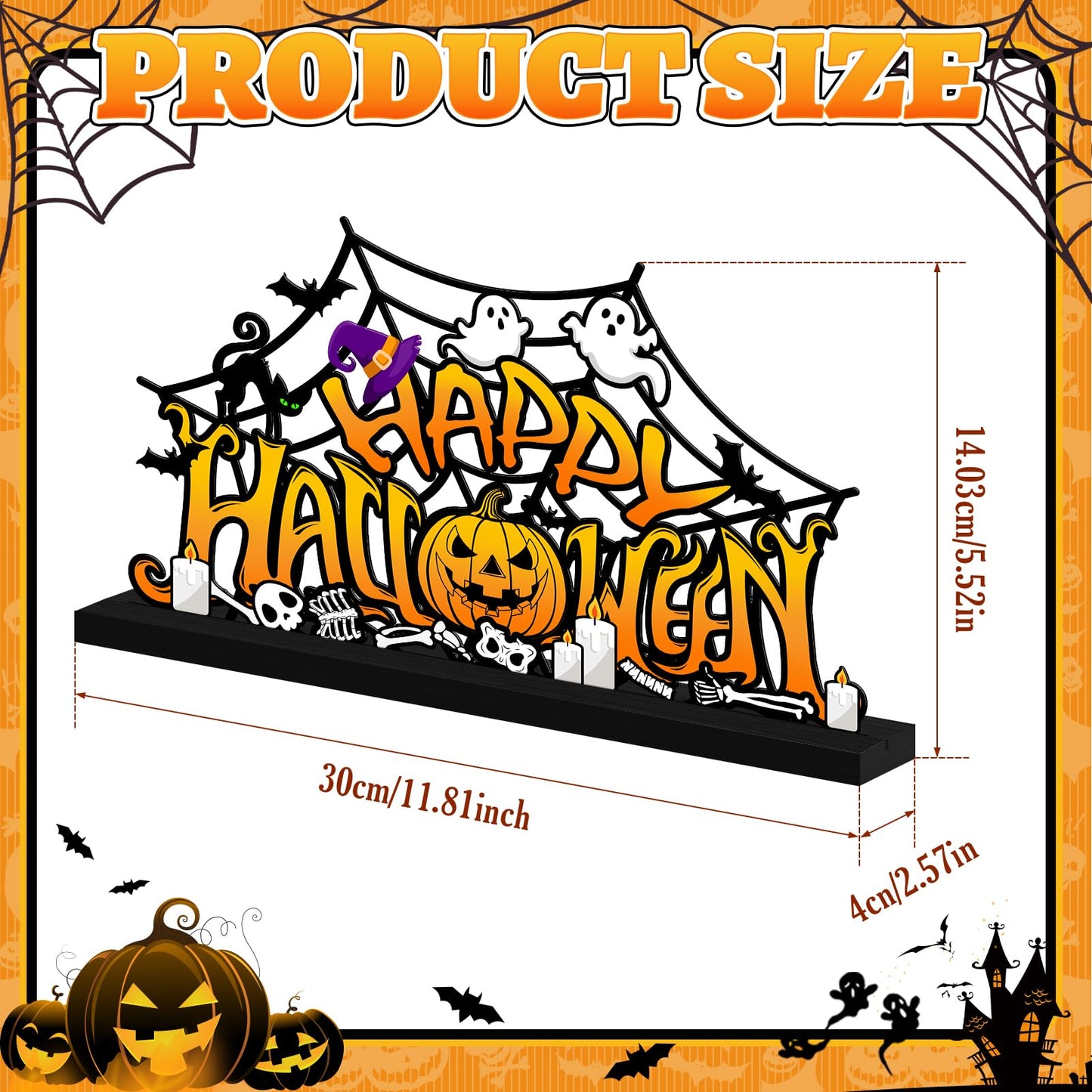 Halloween Decorations for Home Metal Tabletop Sign, Spooky Pumpkin Ghost Table Decor Rustic Farmhouse Halloween Tiered Tray Decor Metal Sign Tabletop Centerpiece for Home Mantel Shelf Desk