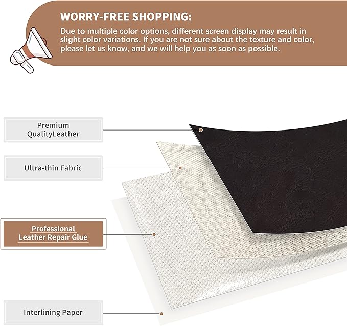 ONine Leather Repair Patch, Self-Adhesive Couch Patch