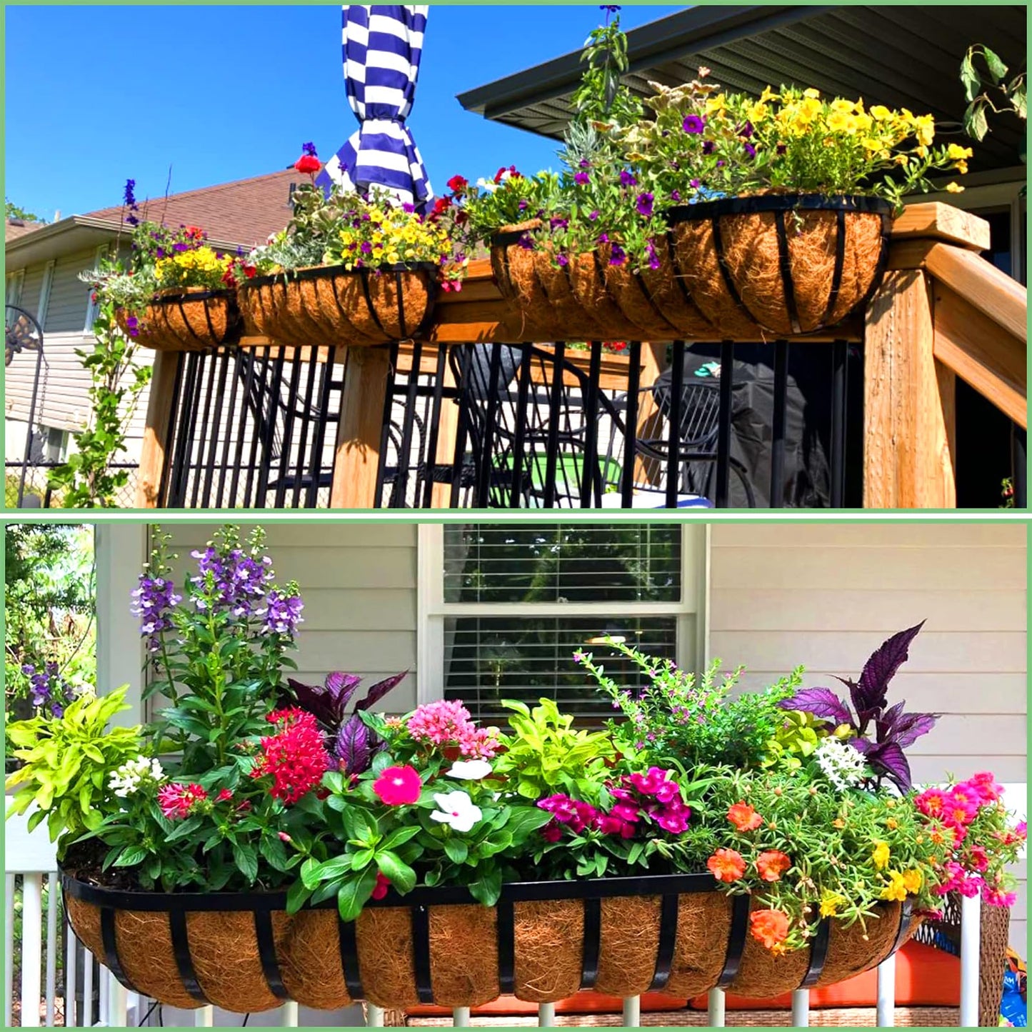 LCHUANG Coco Liners for Planters - 2 Pack 24 Inch Trough Coconut Liners for Planters, Window Box Coco Liners, 100% Natural Coconut Fiber Liners for Wall Hanging Basket, Window Box, Fence Baskets