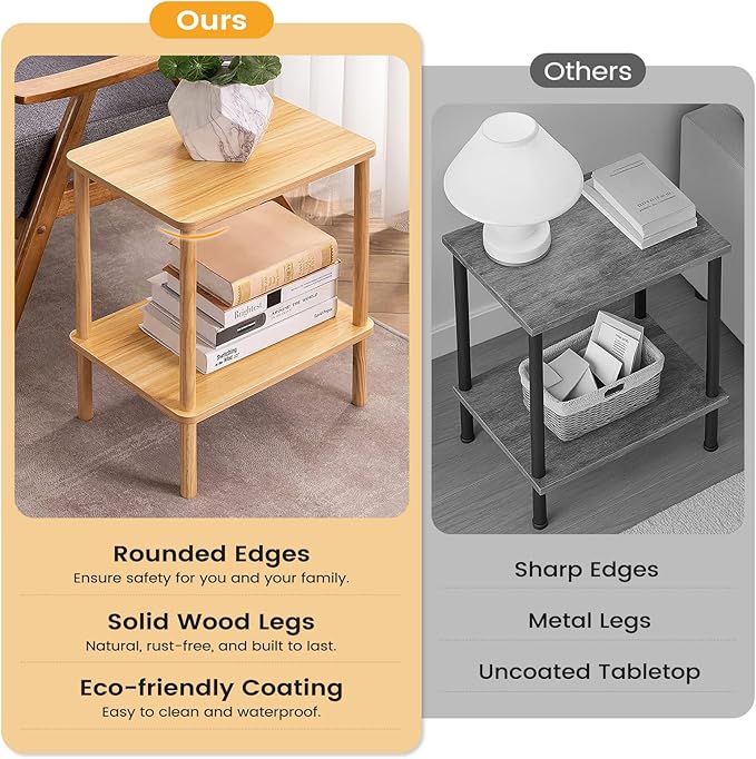 Apicizon 2 Tier End Table Set of 2, Small Side Table