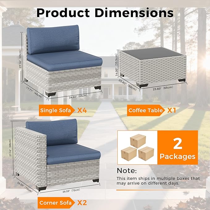 6-Seat Modular Patio Furniture Set – Outdoor Wicker Sectional Sofa