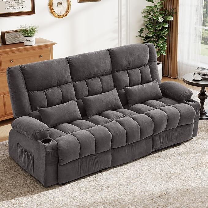BOSMILLER Reclining Sofa with Cup Holders
