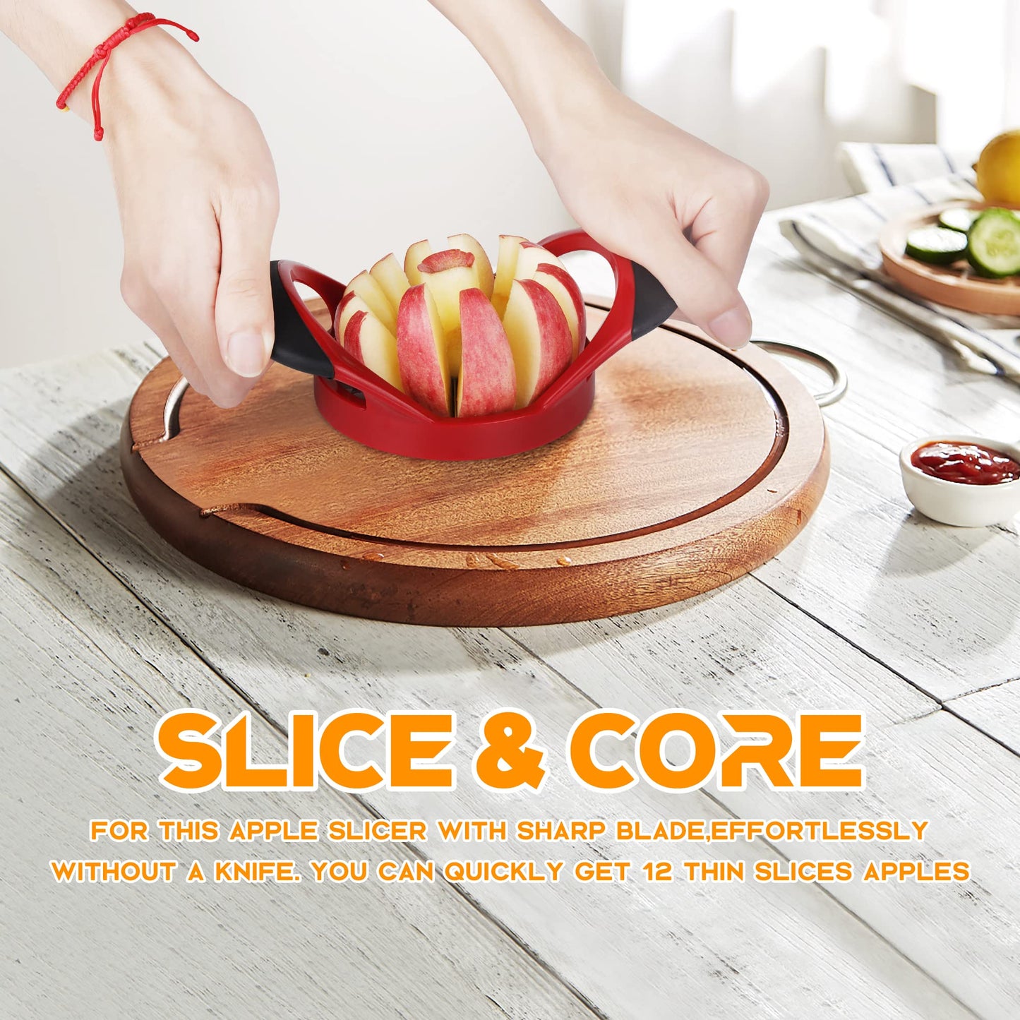 Supercenter Apple Cutter, Apple Corer and Slicer - Stainless Steel Apple Corer - 4.72 Inch Apple Slicer Tool with 12 Super Sharp Blades, lightweight Apple Slicer and Corer with Anti-slip Handle