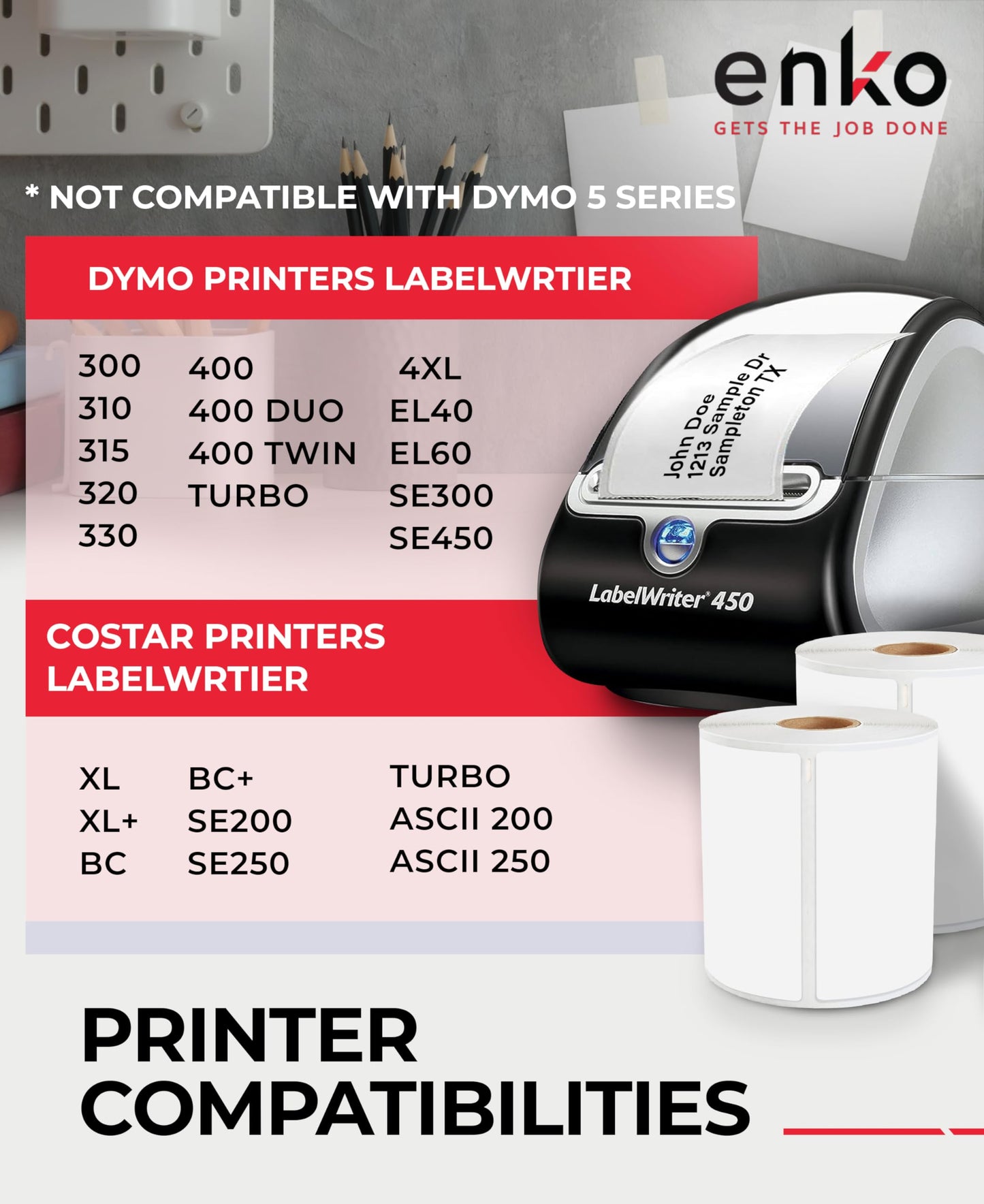 enKo Compatible Zebra 4x6 Label/Dymo Labels 1744907 (4 x 6) for Dymo Labelwriter 4XL Shipping Zebra Direct Thermal Printer (8 Rolls, 1760 Labels)