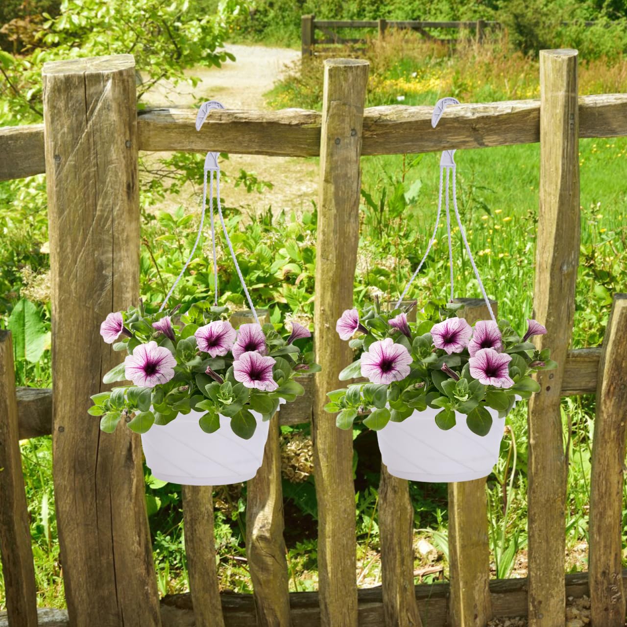 Toddmomy 10 Pack 6.7 Inch Plastic Hanging Flower Pots with Hooks Round Planters for Succulents Herbs Small Plants Indoor Outdoor Garden Hanging Baskets