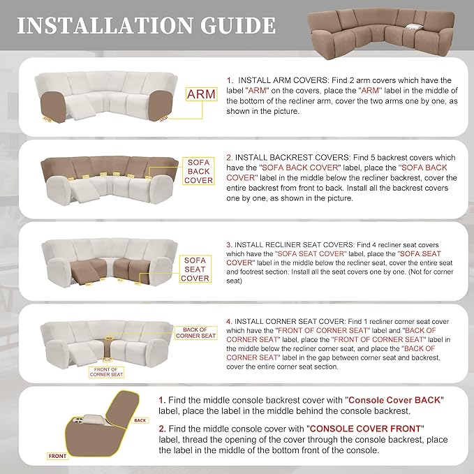100% Waterproof Sectional Recliner Couch Covers