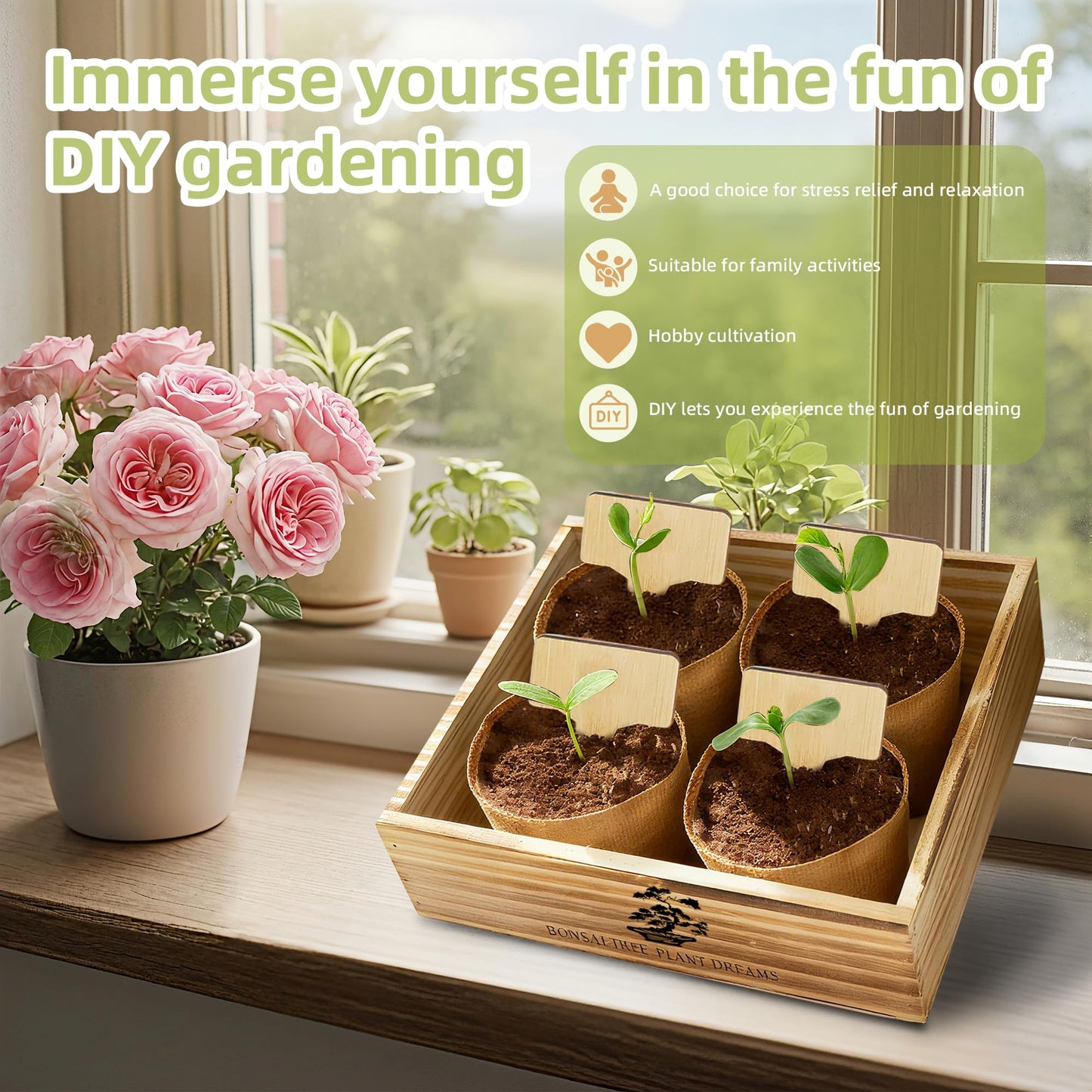 Bonsai Tree Growing Kit - All-in-One plant repotting mat Gardening Tools & User Manual, Unique Gift for Plant Lovers (Seeds Not Included)Gardening Gifts for Women Men Mom Father Birthday Thanksgiving
