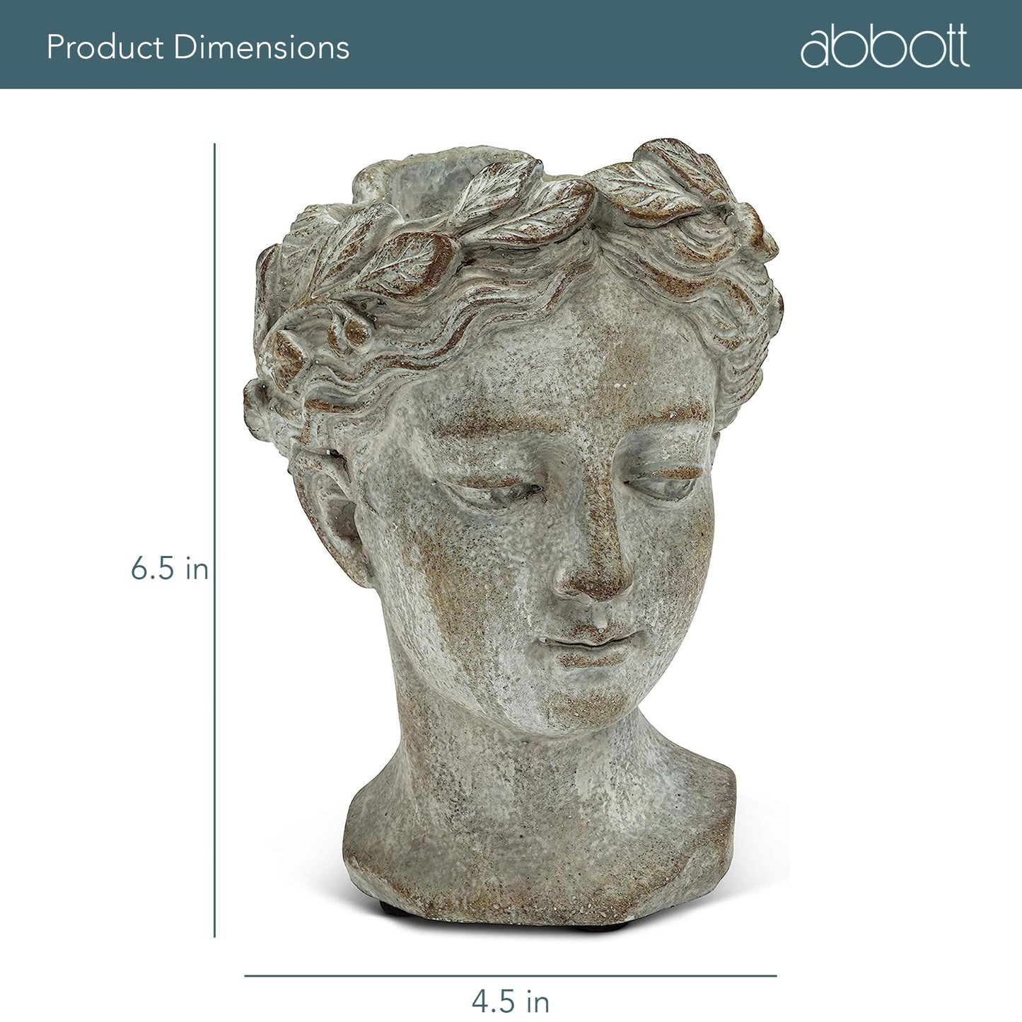 Abbott Collection Goddess Head Wall Planter – Extra Small Cement Indoor and Outdoor Planter Pot – Grecian Woman Statue Head Planter for Flowers and Succulents (Grey, 6.5" Tall, 2.75" Opening)