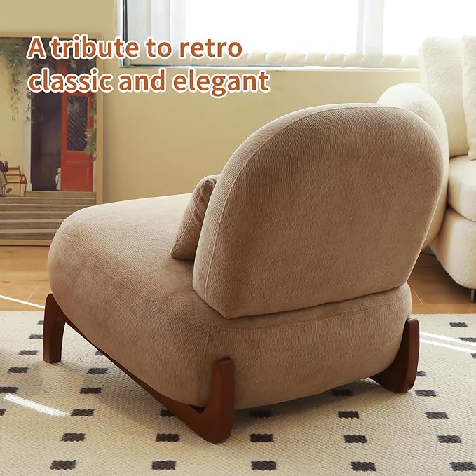 KEIKI Velvet Accent Chair, Armless Cloud Chair